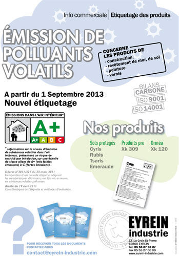 Nouvel étiquetage - Émission de polluants volatils